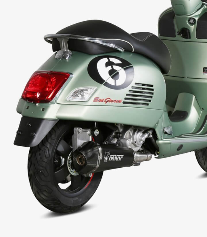 MIVV Delta Race Auspuff Schwarz für Piaggio Beverly 300 (08-20), Vespa GTS 300 (08-20) P.008.LDRB