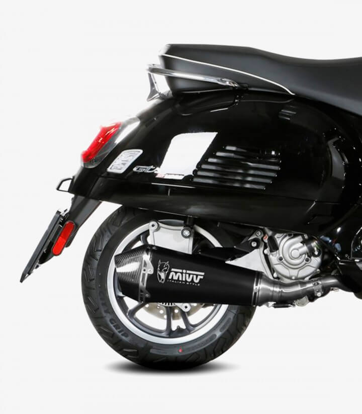 MIVV Delta Race Auspuff Schwarz für Piaggio Beverly 300 (21-25), Vespa GTS 300 (21-24), GTV 300 (23-24) P.009.LDRB