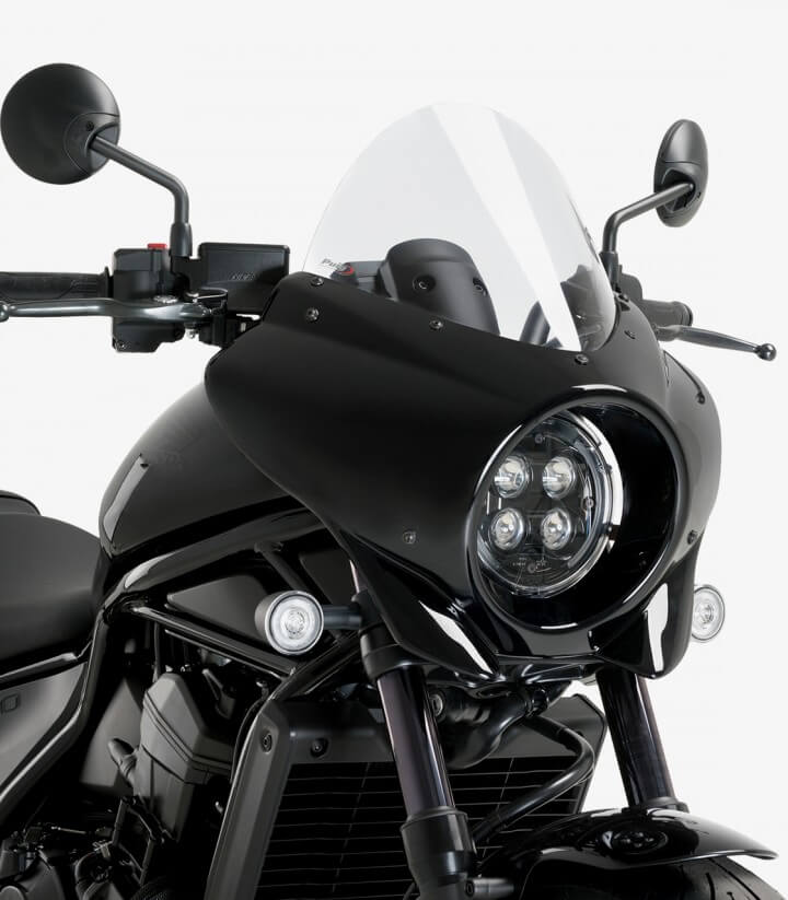 Semicarenado Puig Mirage Touring Honda CMX 1100 Rebel (21-25) Negro brillante / Transparente 21461W