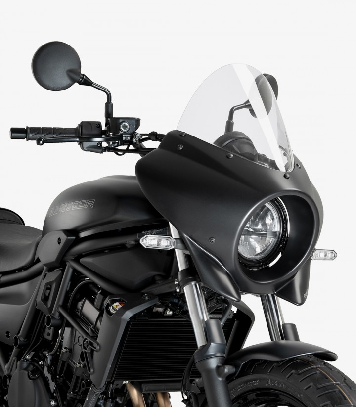 Kawasaki Eliminator 500 (24-25) Puig Mirage Touring Glossy black / Transparent Semi-fairing 21946W