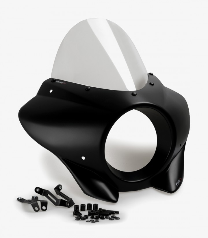Kawasaki Eliminator 500 (24-25) Puig Mirage Touring Matte black / Transparent Semi-fairing 22145W