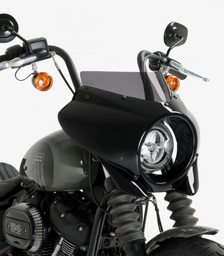 Harley Davidson Softail Street BOB FXBB (18-24) Puig Mirage Sport Glossy black / Dark smoked Semi-fairing 21331F