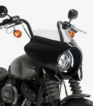 Semicarenado Puig Mirage Sport Harley Davidson Softail Street BOB FXBB (18-24) Negro brillante / Transparente 21331W