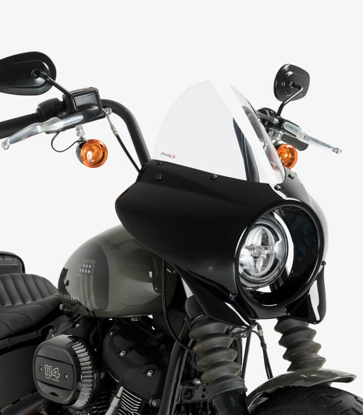 Halbverkleidung Puig Mirage Touring Harley-Davidson Softail Street Bob FXBB (18-26) Glänzend schwarz / Klar 21332W