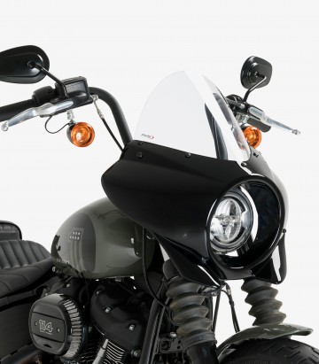 Semicarenado Puig Mirage Touring Harley Davidson Softail Street BOB FXBB (18-24) Negro brillante / Transparente 21332W
