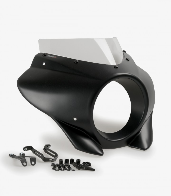 Harley Davidson Softail Street BOB FXBB (18-24) Puig Mirage Sport Matte black / Transparent Semi-fairing 21409W