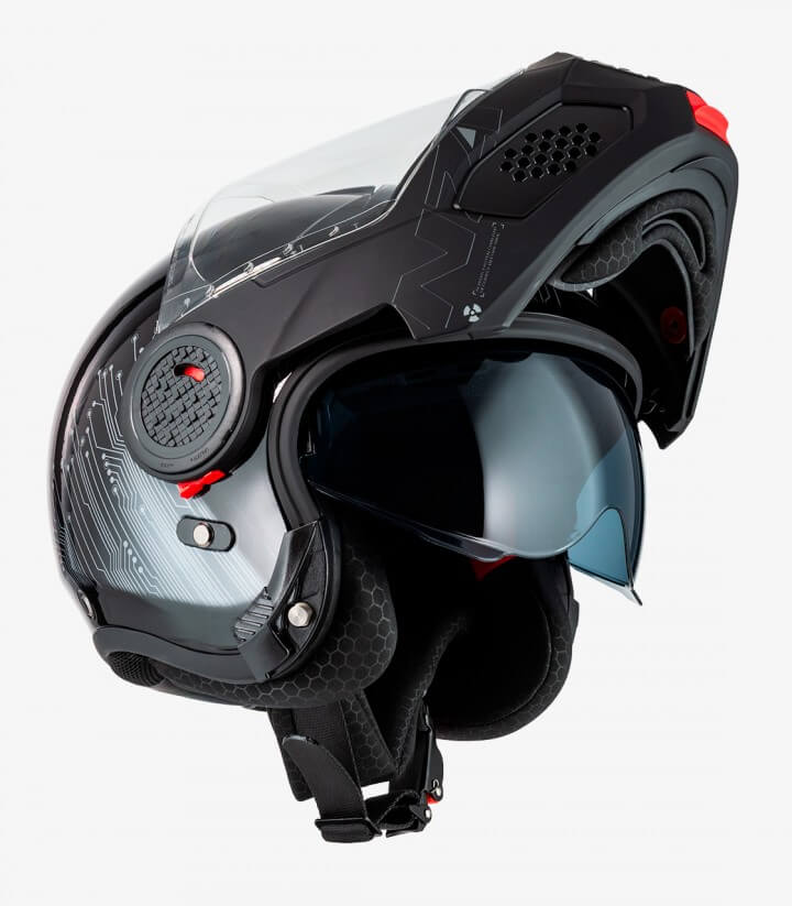 Klapphelm NZI Minimod Duo Meta Schwarz und Silber