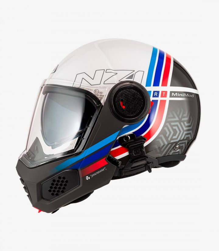 Casco Modular NZI Minimod Duo Watson Blanco, Negro y Azul