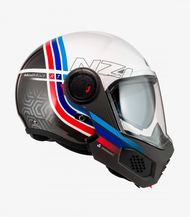 Klapphelm NZI Minimod Duo Watson Weiß, Schwarz und Blau