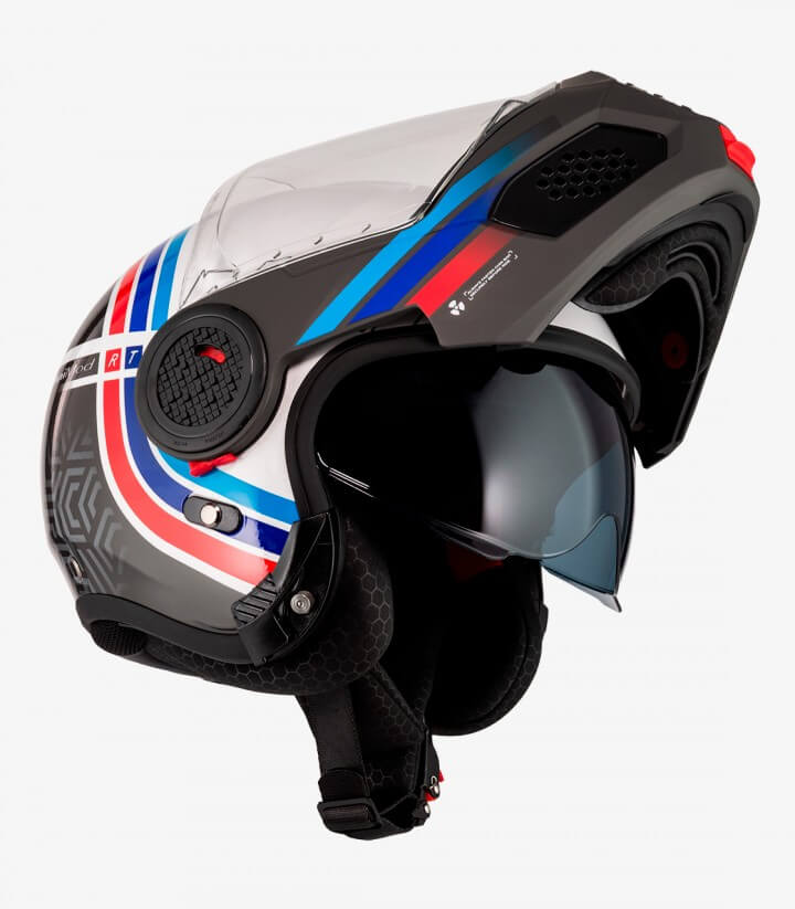 NZI Minimod Duo Watson White, Black, and Blue Modular Helmet
