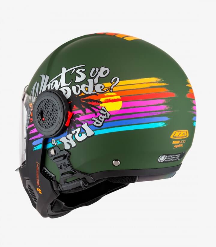 Casco Modular NZI Minimod Duo Rainbow Verde Mate y Arcoirís