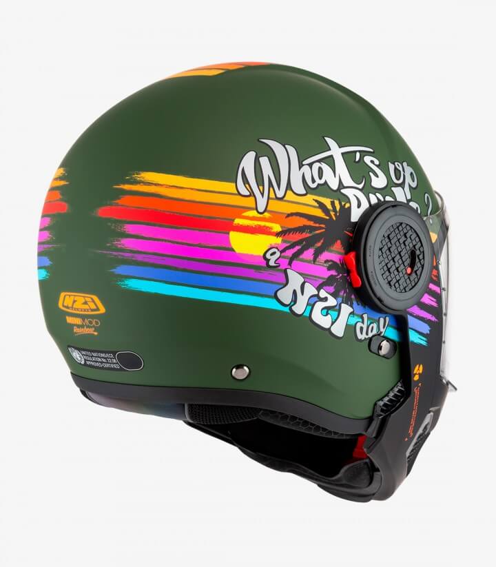 Casco Modular NZI Minimod Duo Rainbow Verde Mate y Arcoirís
