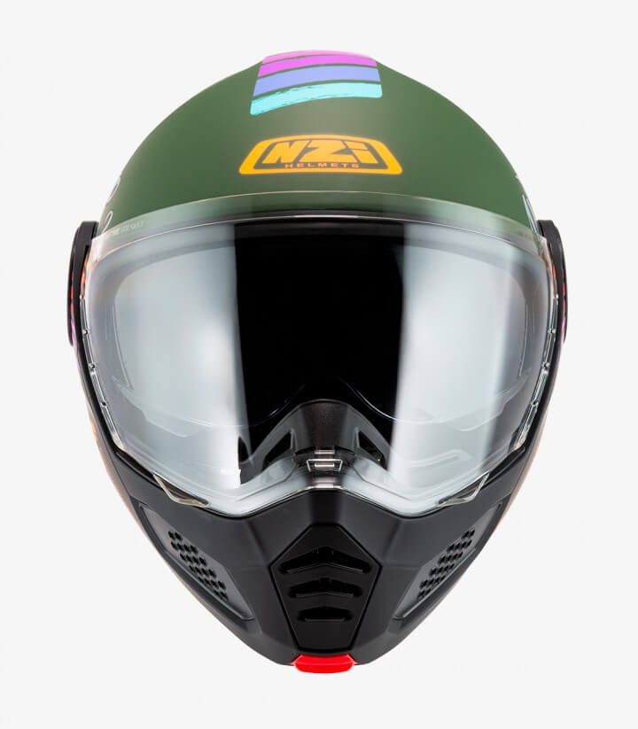 NZI Minimod Duo Rainbow Matt Green Modular Helmet