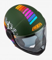 NZI Minimod Duo Rainbow Matt Green Modular Helmet