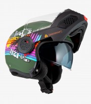 NZI Minimod Duo Rainbow Matt Green Modular Helmet