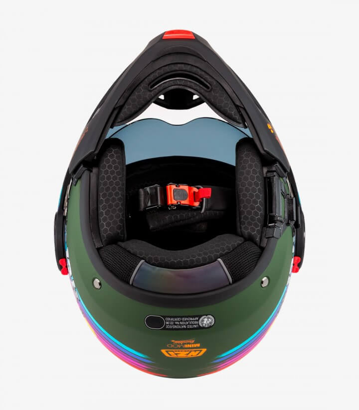 Casco Modular NZI Minimod Duo Rainbow Verde Mate y Arcoirís
