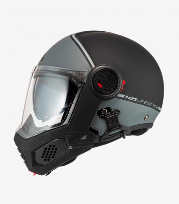 NZI Minimod Duo Smart Matt Black and Anthracite Modular Helmet