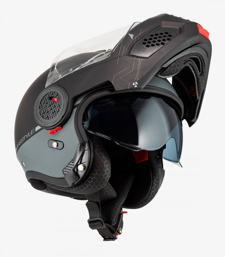 Casco Modular NZI Minimod Duo Smart Negro y Antracita Mate