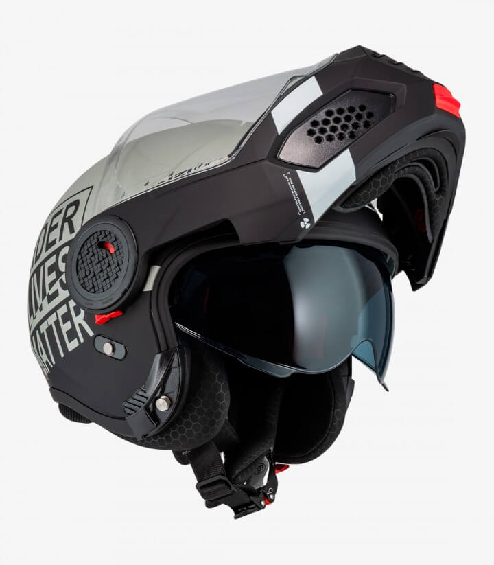 Casco Modular NZI Minimod Duo Involt Gris y Negro Mate