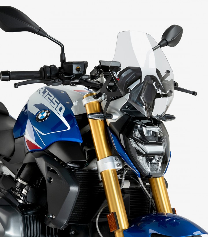 BMW R1250R (23-25) without OEM BMW bracket Puig New Generation Sport Transparent Windshield 22299W 22299W