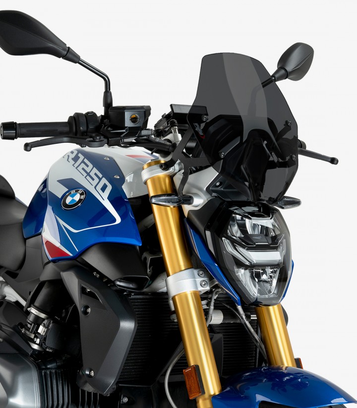 BMW R1250R (23-25) without OEM BMW bracket Puig New Generation Sport Dark smoked Windshield 22299F 22299F