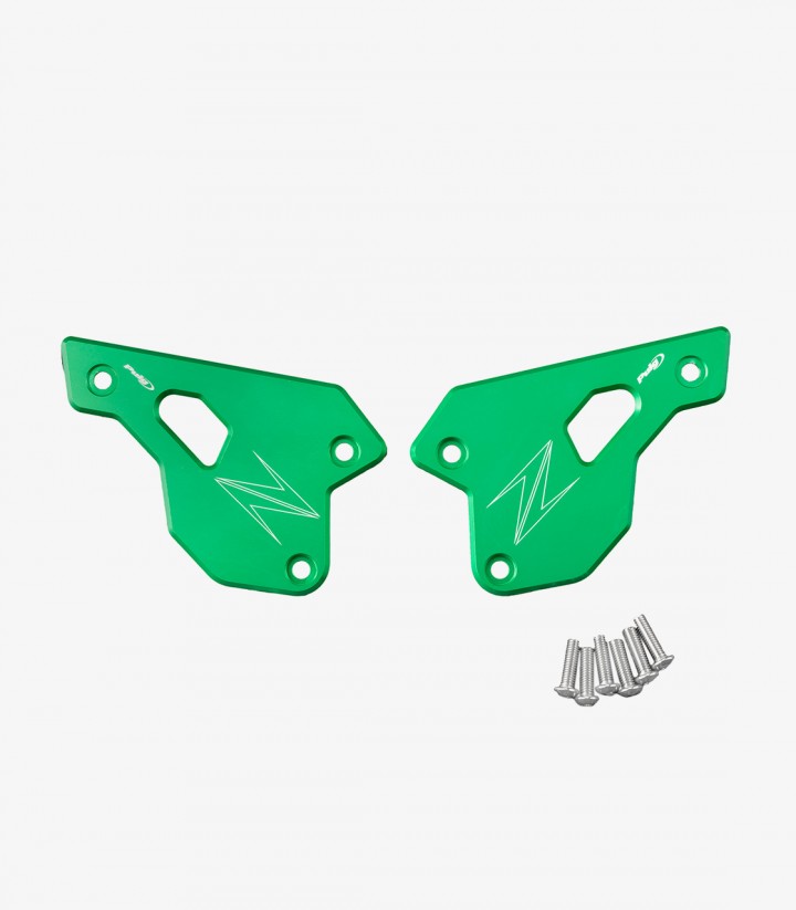 Puig Heel Plates Green for Kawasaki Z900SE (25) 22007V