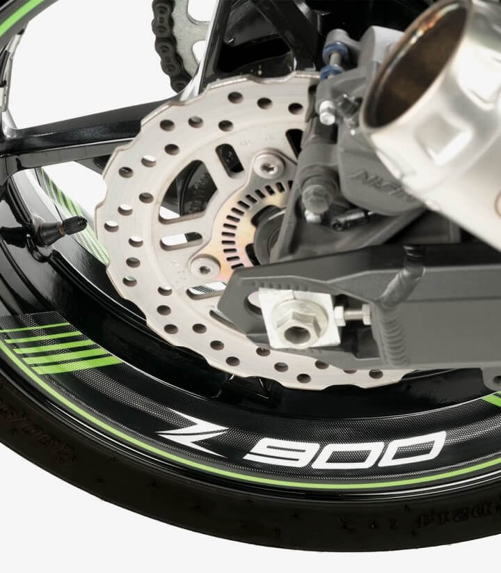 Tiras de llantas Kawasaki Z900 especiales de Puig color Verde