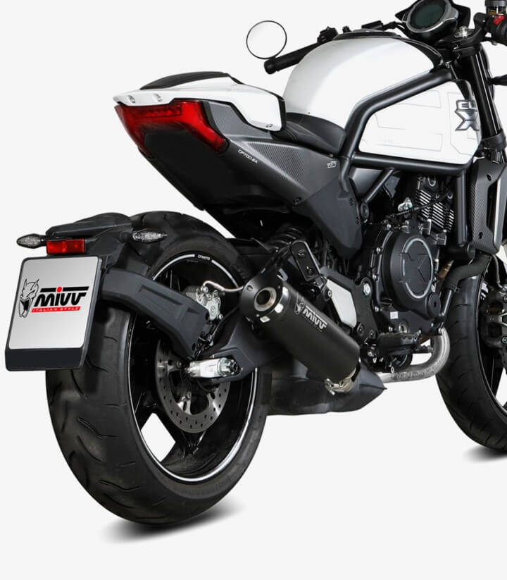 MIVV HR-1 Auspuff Schwarz für CFMOTO 700 CL-X Heritage (23-26) / Sport (23-25) CF.003.LH1BA