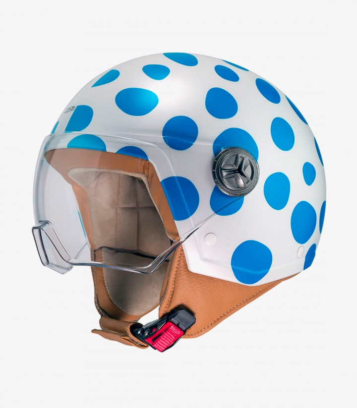 Casco Jet NZI Zeta 2 ARP Lunar Blanco y Azul Mate