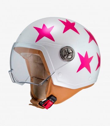 Casco Jet NZI Zeta 2 ARP Estrellas Rosa y Blanco Mate
