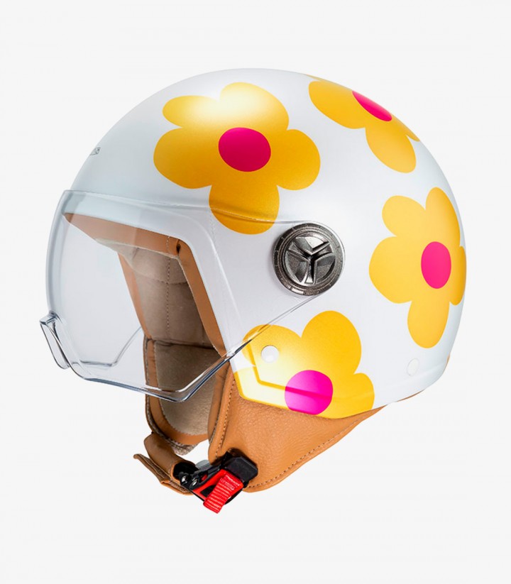 Casco Jet NZI Zeta 2 ARP Margaritas Rosa y Naranja Mate