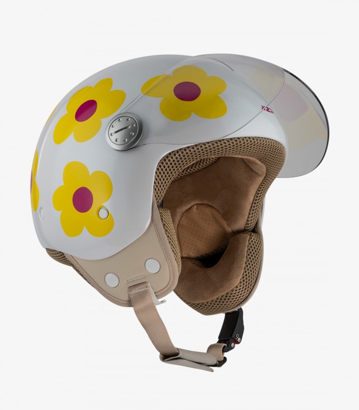 Casco Jet NZI Pasarela Margaritas Ágatha Ruiz de La Prada Amarillo y Rosa