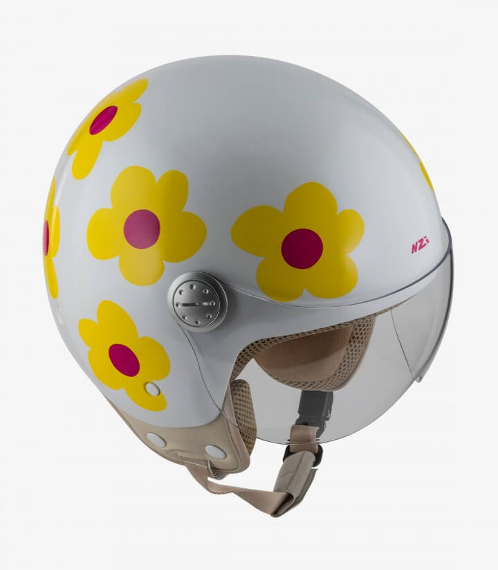 Casco Jet NZI Pasarela Margaritas Ágatha Ruiz de La Prada Amarillo y Rosa