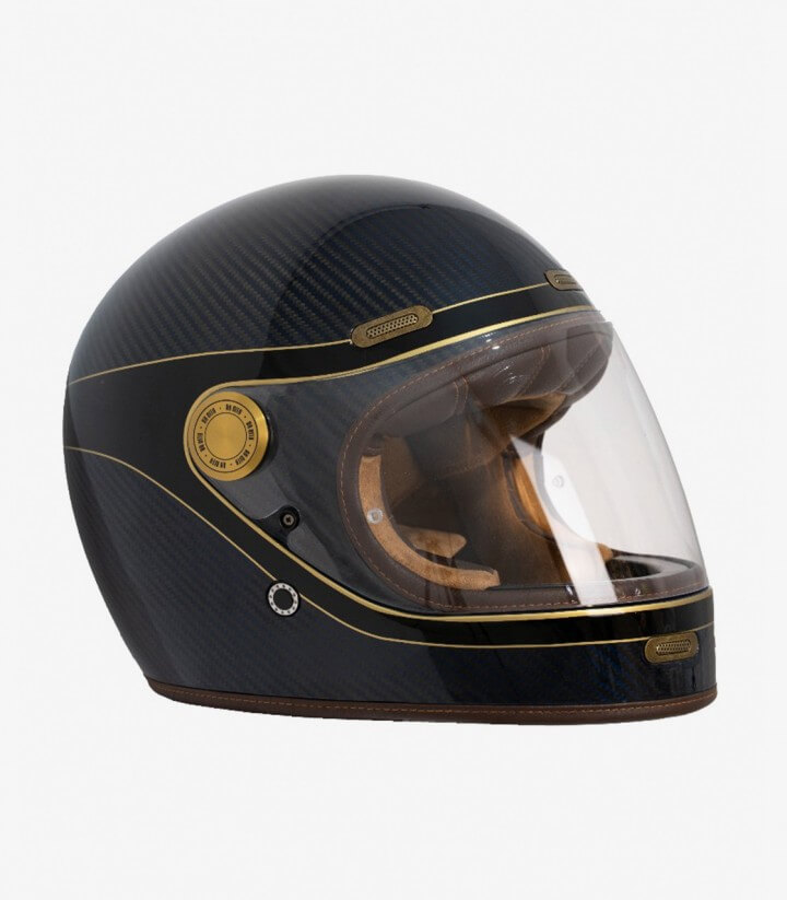 Casco Integral By City Roadster III Carbono Azul Dorado