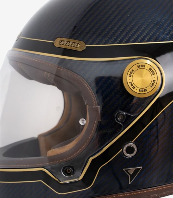 Casco Integral By City Roadster III Carbono Azul Dorado