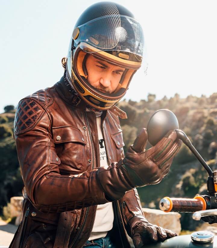 Full-Face Helmet By City Roadster III Golden Blue Carbon