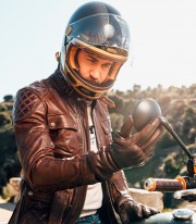 Full-Face Helmet By City Roadster III Golden Blue Carbon