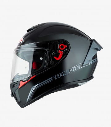 NZI Trendy 3 Stream Solid Nouveau Negro Full Face Helmet