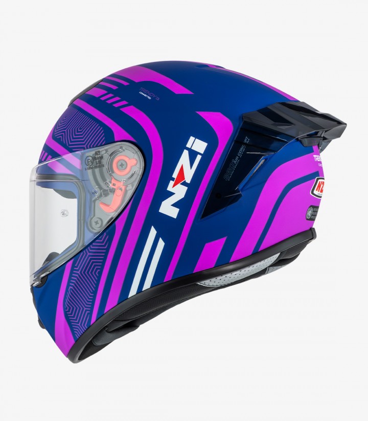Casco Integral NZI Trendy 3 Stream Connected Azul y Rosa