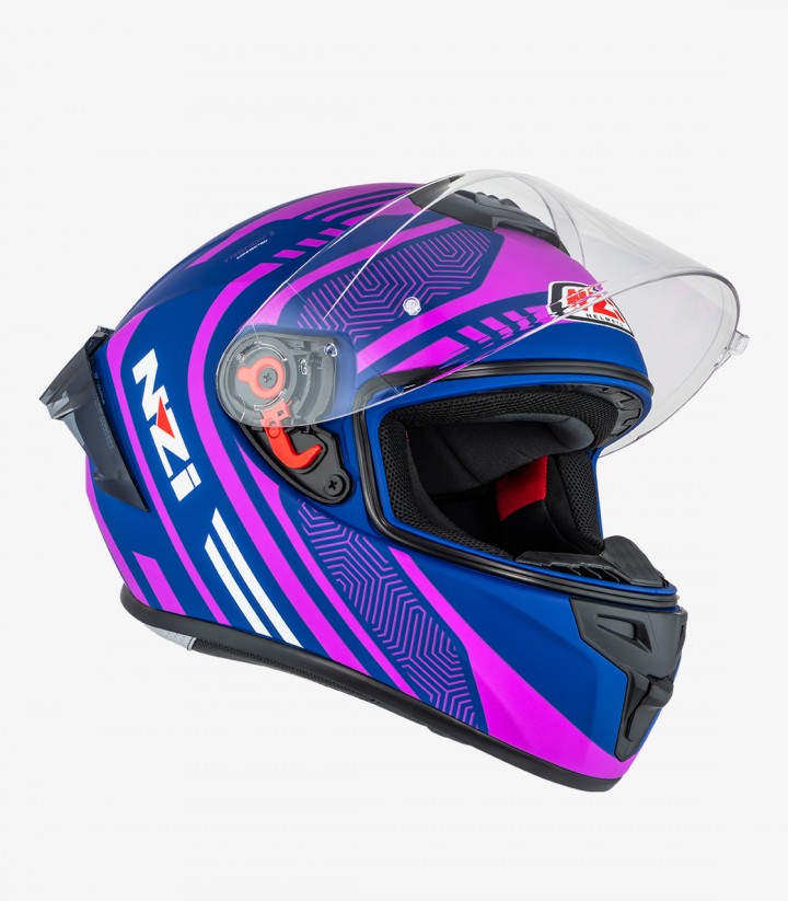 Casco Integral NZI Trendy 3 Stream Connected Azul y Rosa