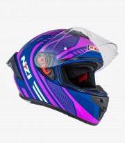 NZI Trendy 3 Stream Connected Pink & Blue Full Face Helmet