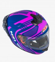 NZI Trendy 3 Stream Connected Pink & Blue Full Face Helmet