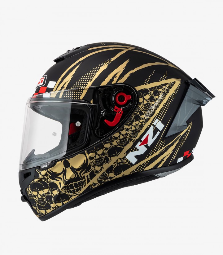 NZI Trendy 3 Stream Flag Black & Gold Full Face Helmet
