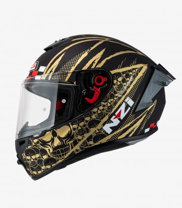 NZI Trendy 3 Stream Flag Black & Gold Full Face Helmet