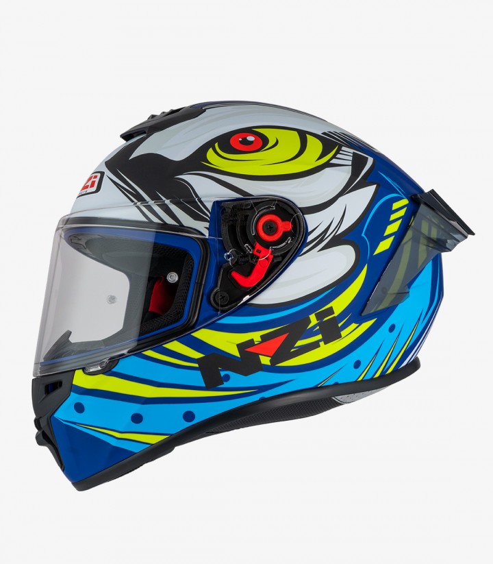 NZI Trendy 3 Stream Ocelo White & Blue Full Face Helmet