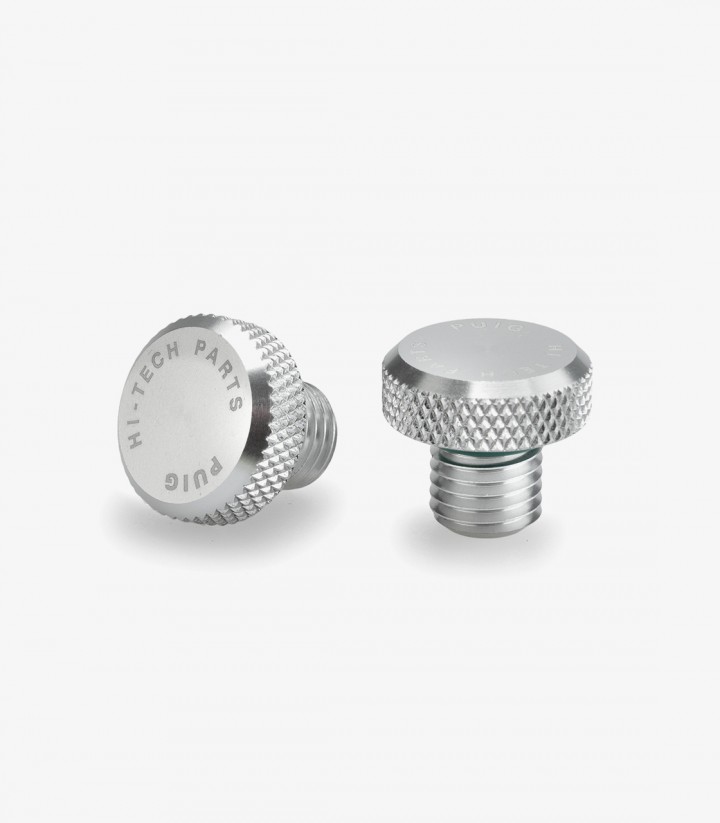 Tapón Embellecedor Rosca Retrovisor Puig Plata 21804P para varios modelos de Honda, Husqvarna, Kawasaki, KOVE, Triumph y Yamaha