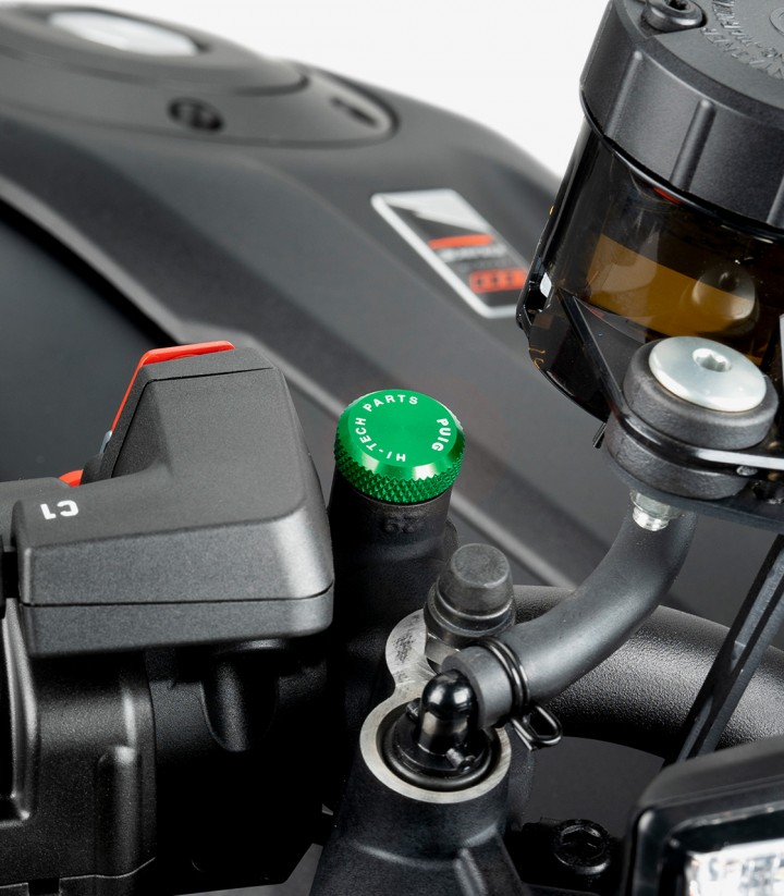 Puig Mirror Thread Cap Green 21808V for several models of Benelli, Honda, Kawasaki, KTM, Suzuki y Triumph