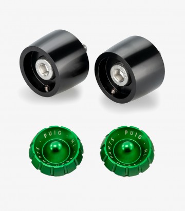 Puig Thruster 22096N+9420V Bar Ends in Green for Yamaha MT-09 (24-25)