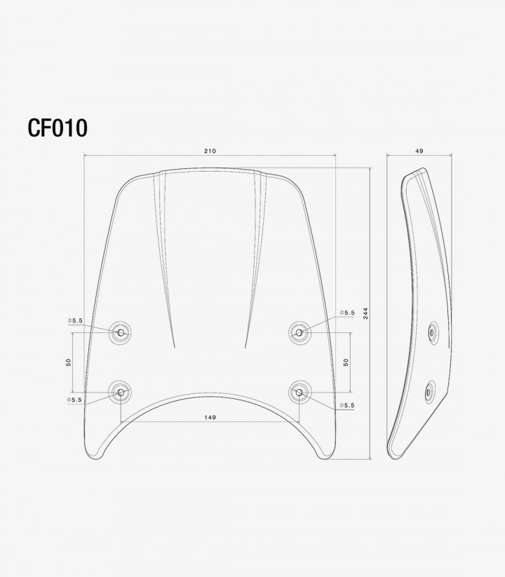 Cúpula Rizoma para varios modelos de BMW, Ducati, Kawasaki, Moto Guzzi y Triumph Plata CF010A