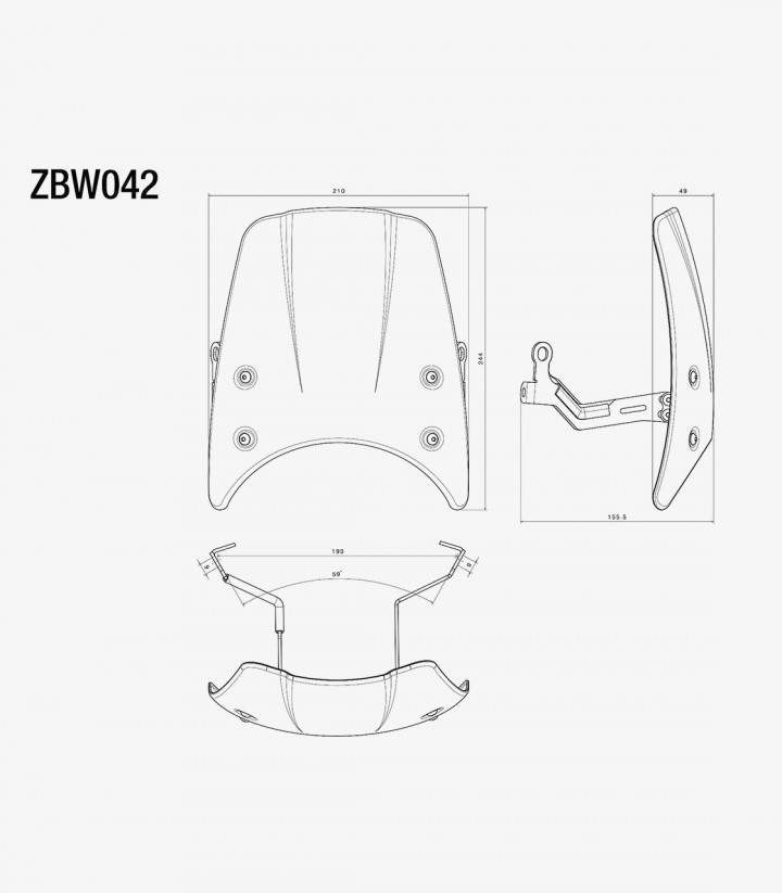 Rizoma Windschild BMW R nineT (14-24) Silber ZBW042A